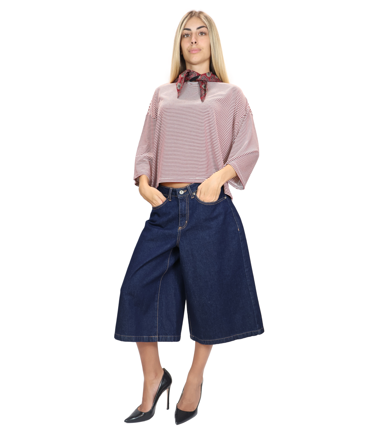 Dixie Maglia Righe Bordeaux Donna