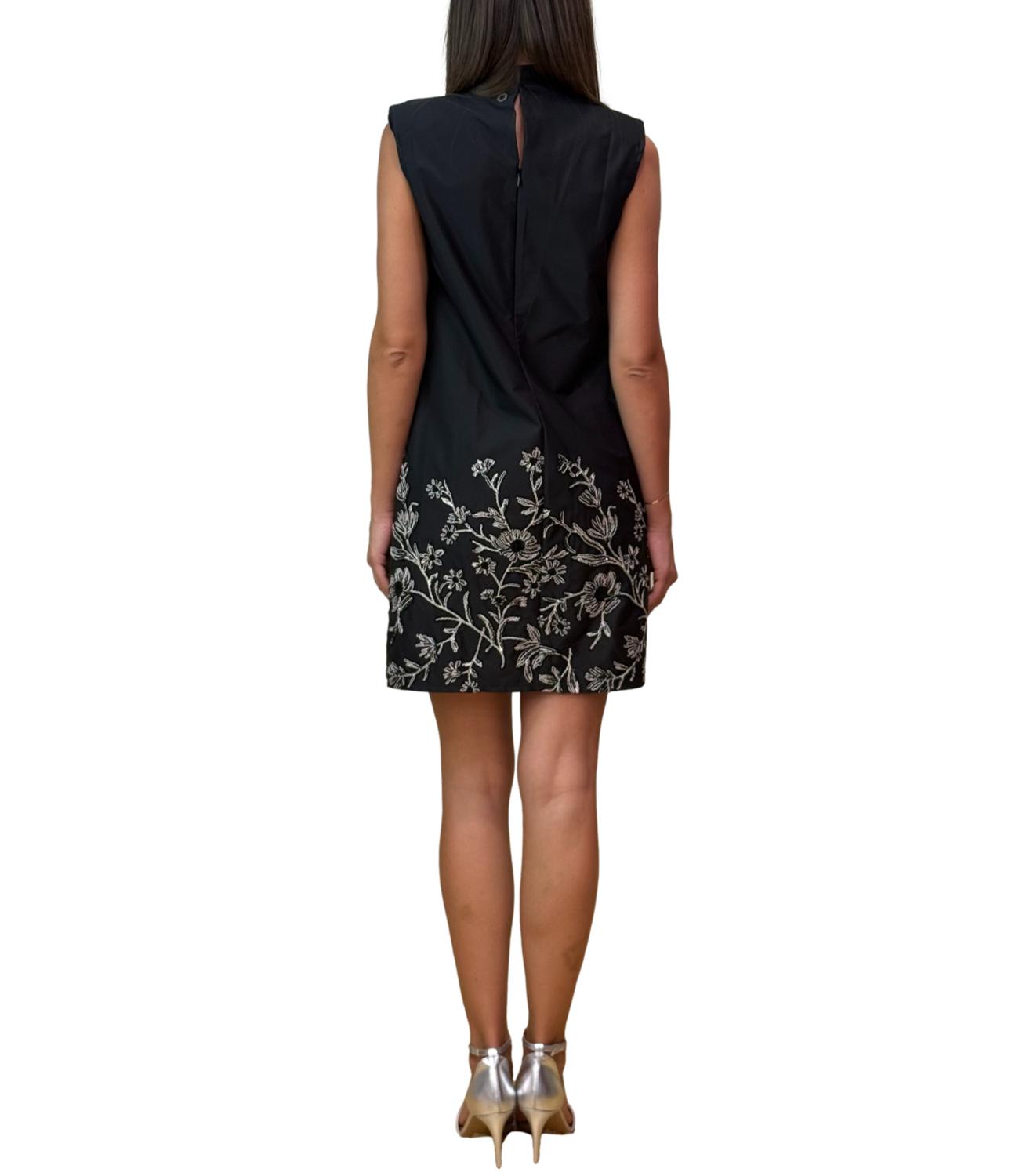 Eco Abito Ricamato Nero Donna