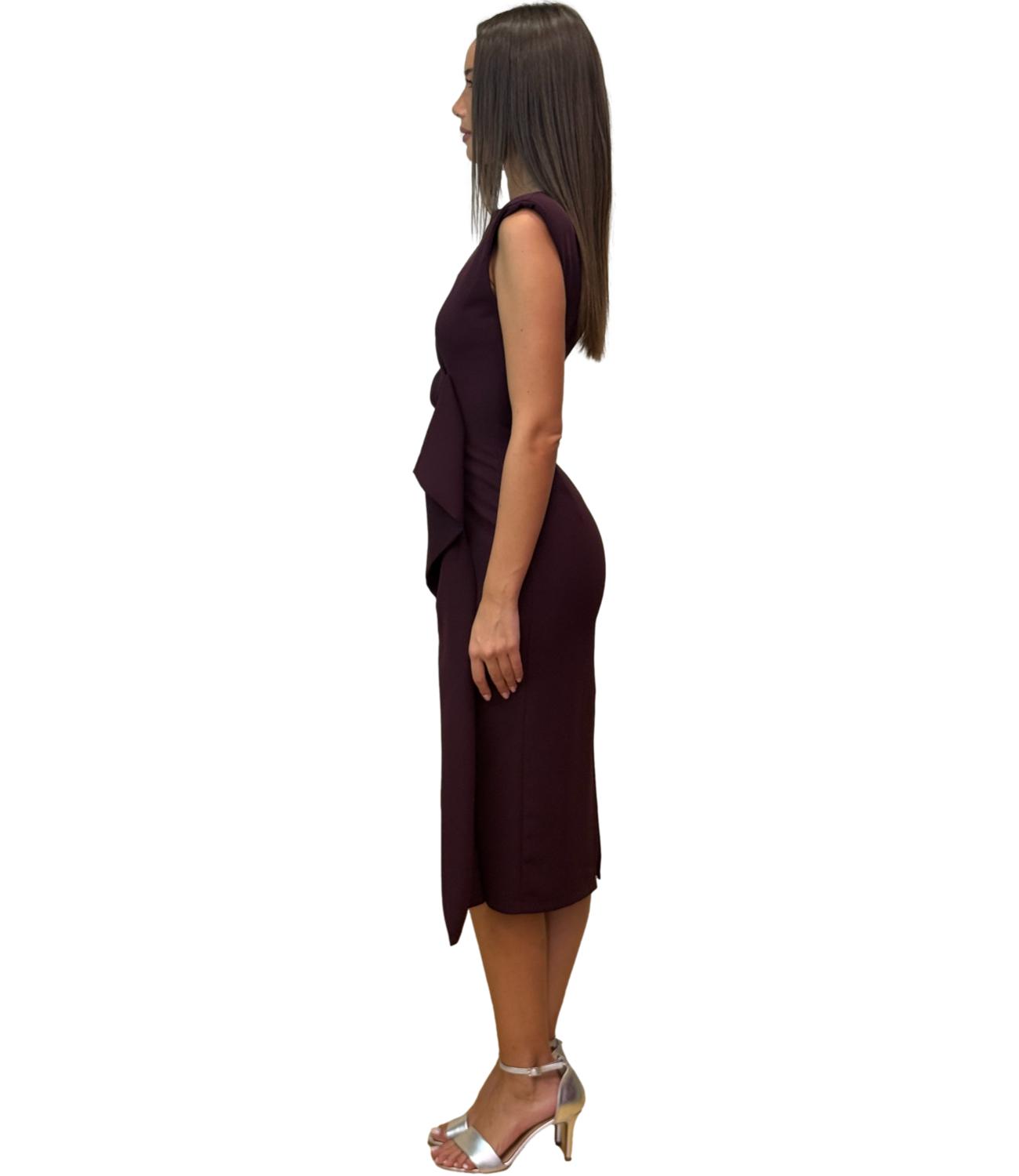 Eco Abito Drappeggiato Melanzana Donna