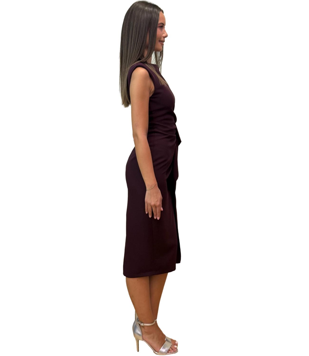 Eco Abito Drappeggiato Melanzana Donna