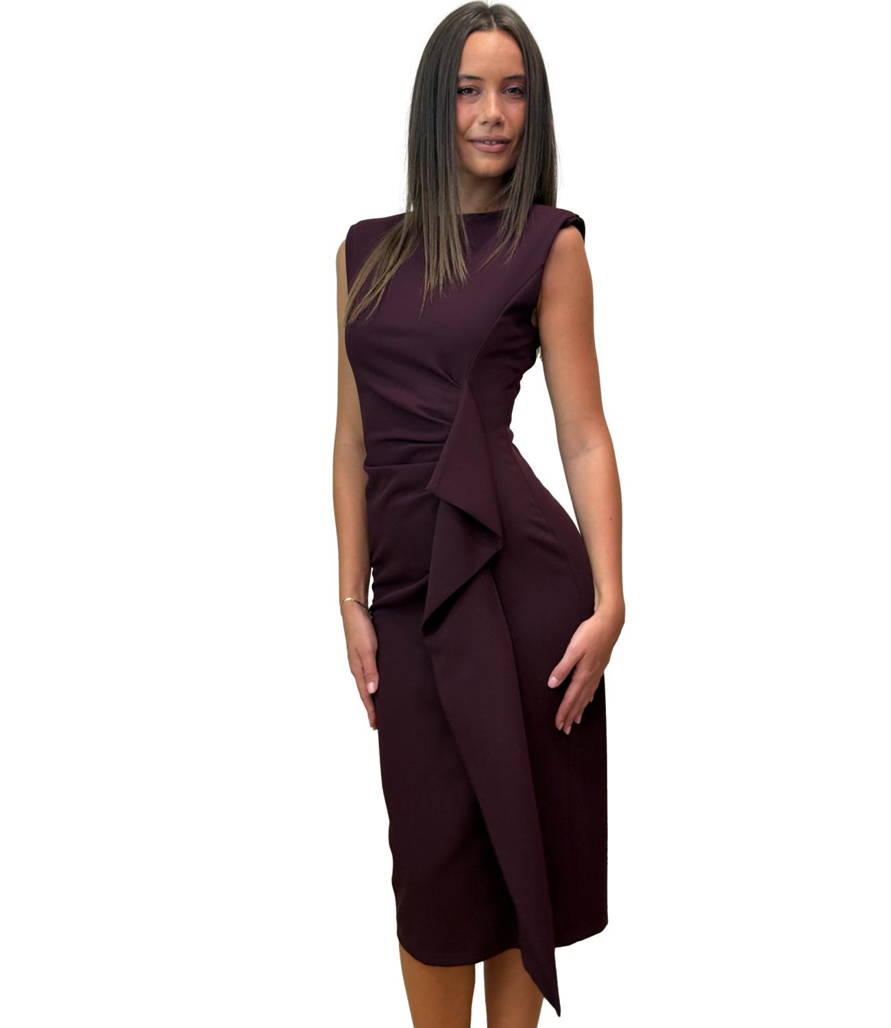 Eco Abito Drappeggiato Melanzana Donna