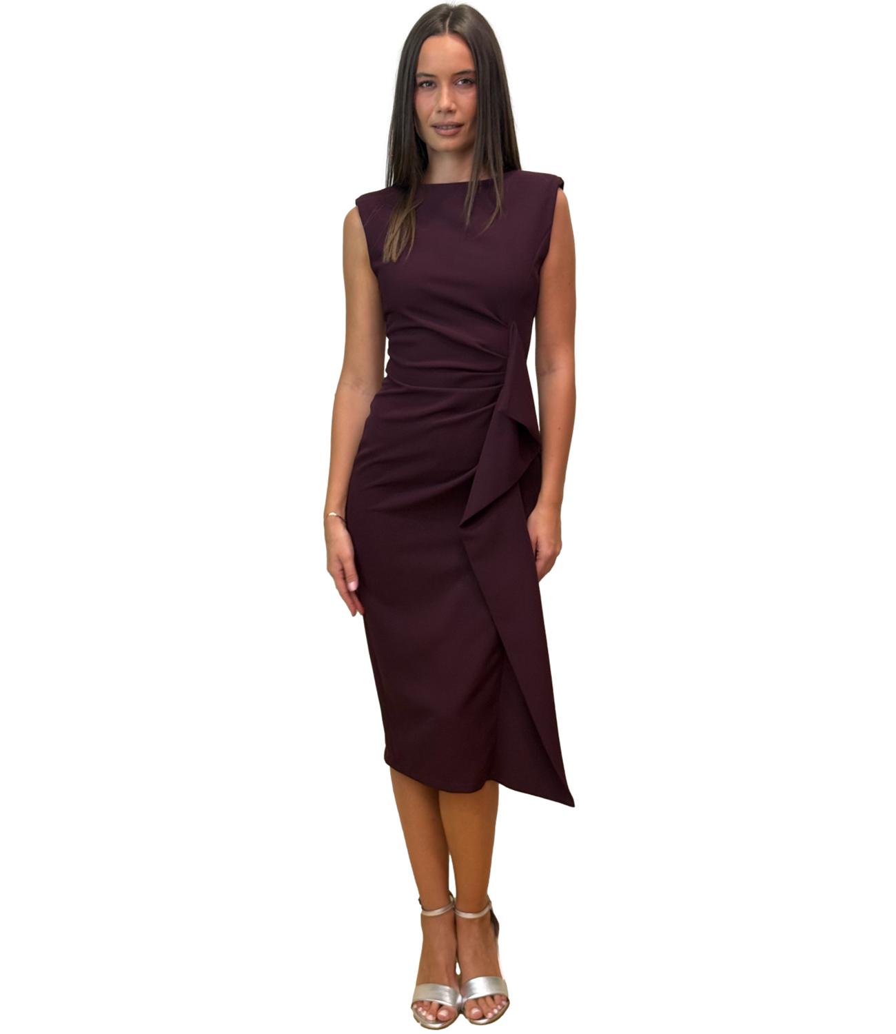Eco Abito Drappeggiato Melanzana Donna