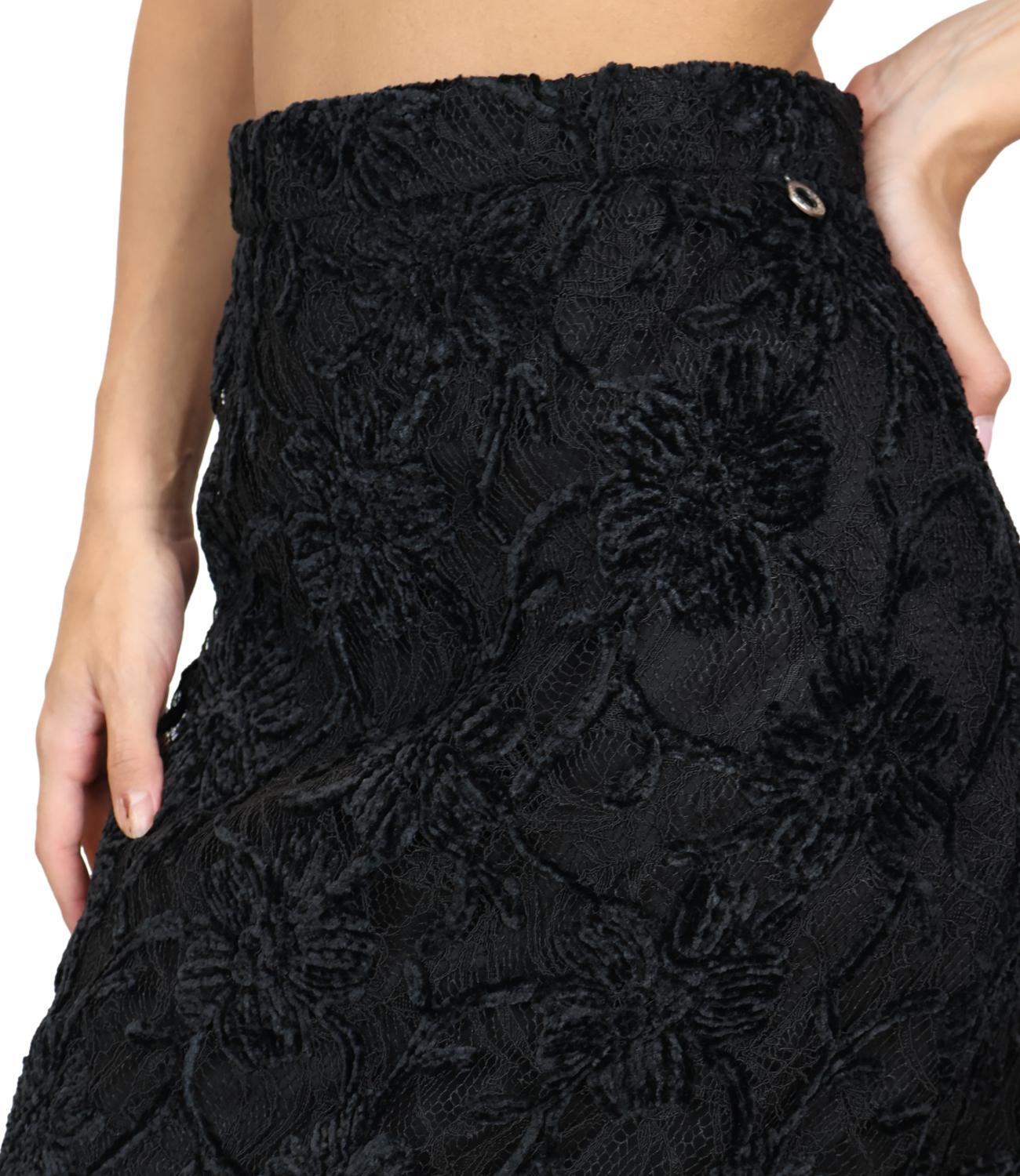 Eco Gonna Ricamo Nero Donna