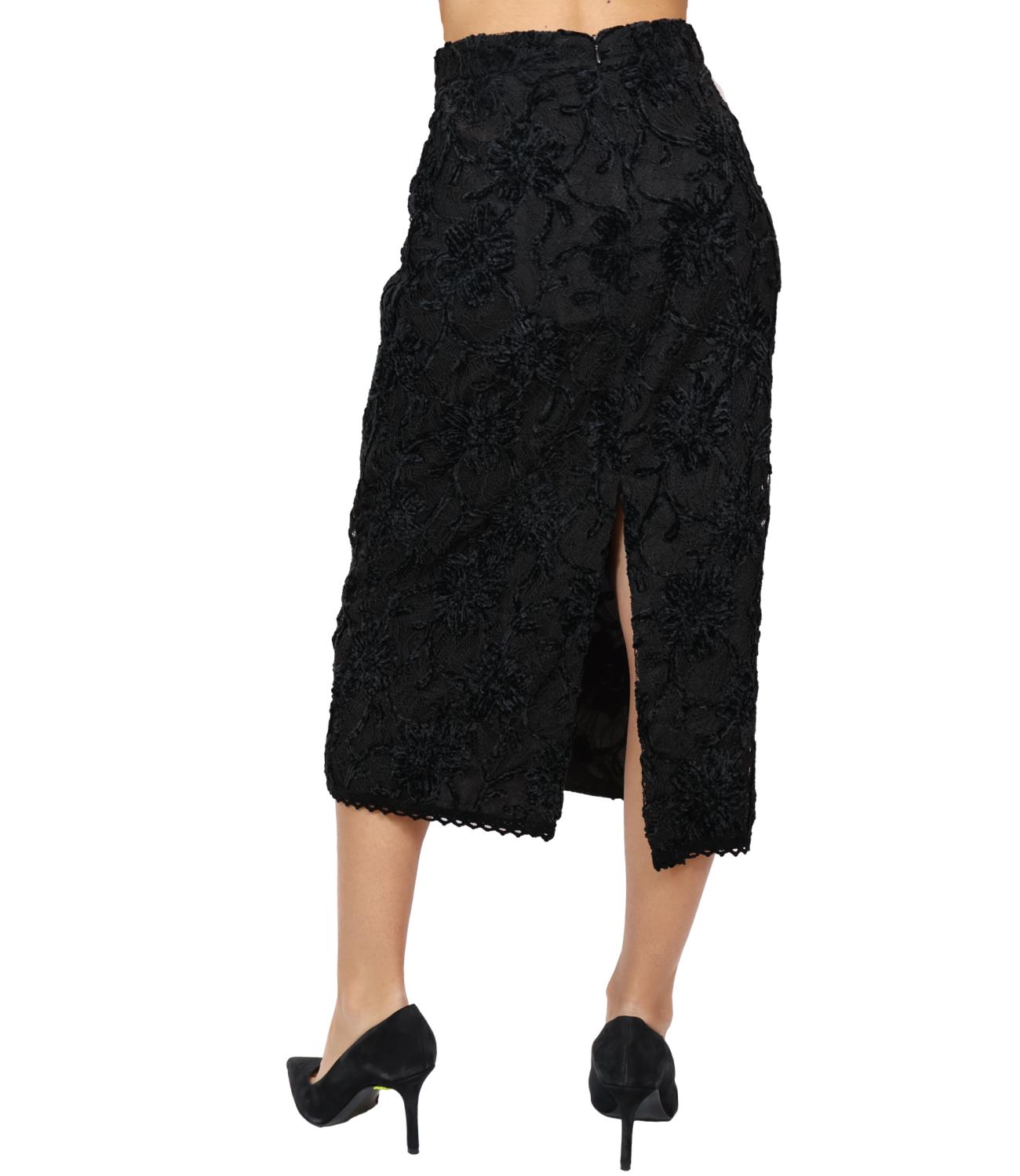 Eco Gonna Ricamo Nero Donna