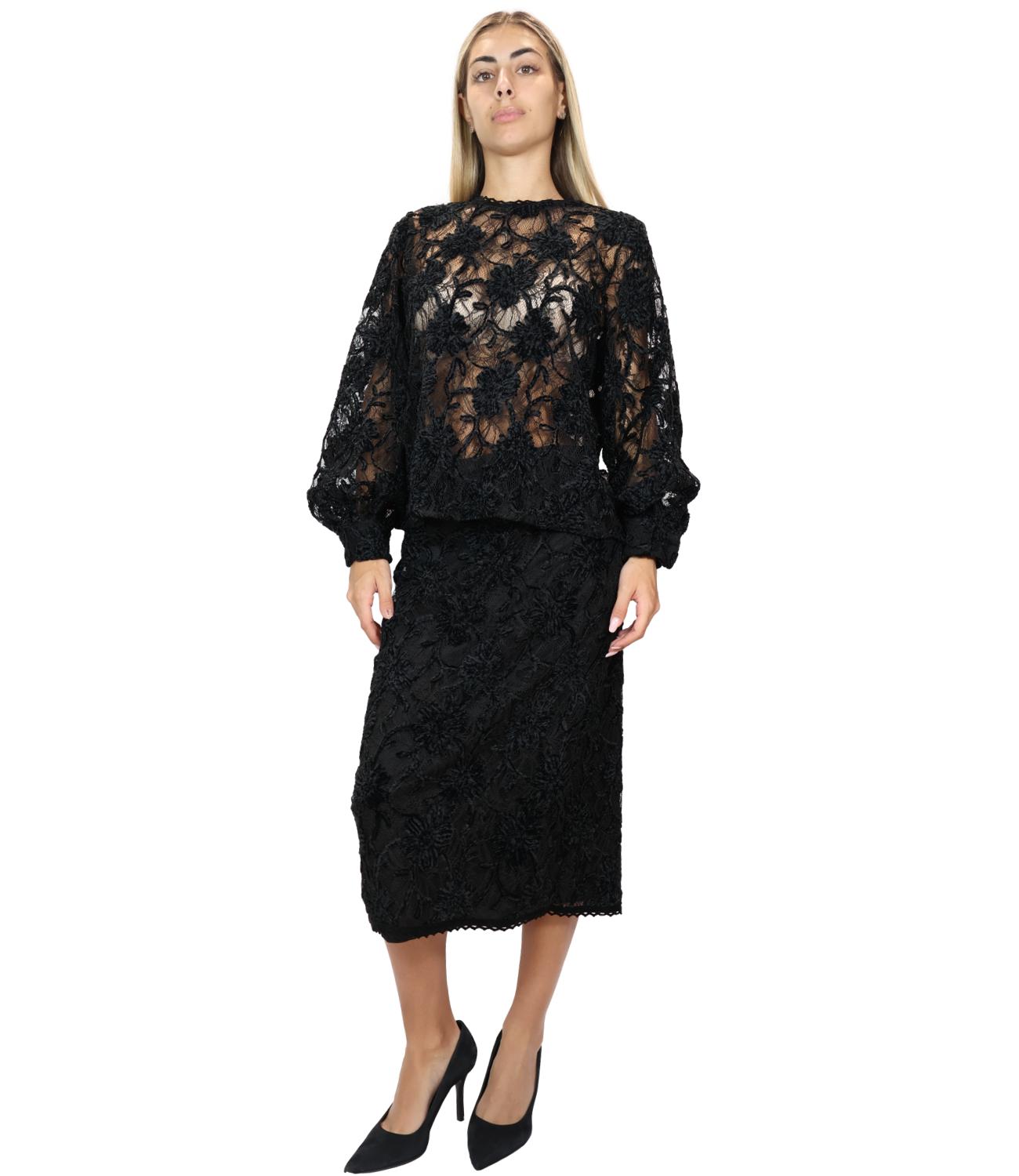 Eco Gonna Ricamo Nero Donna