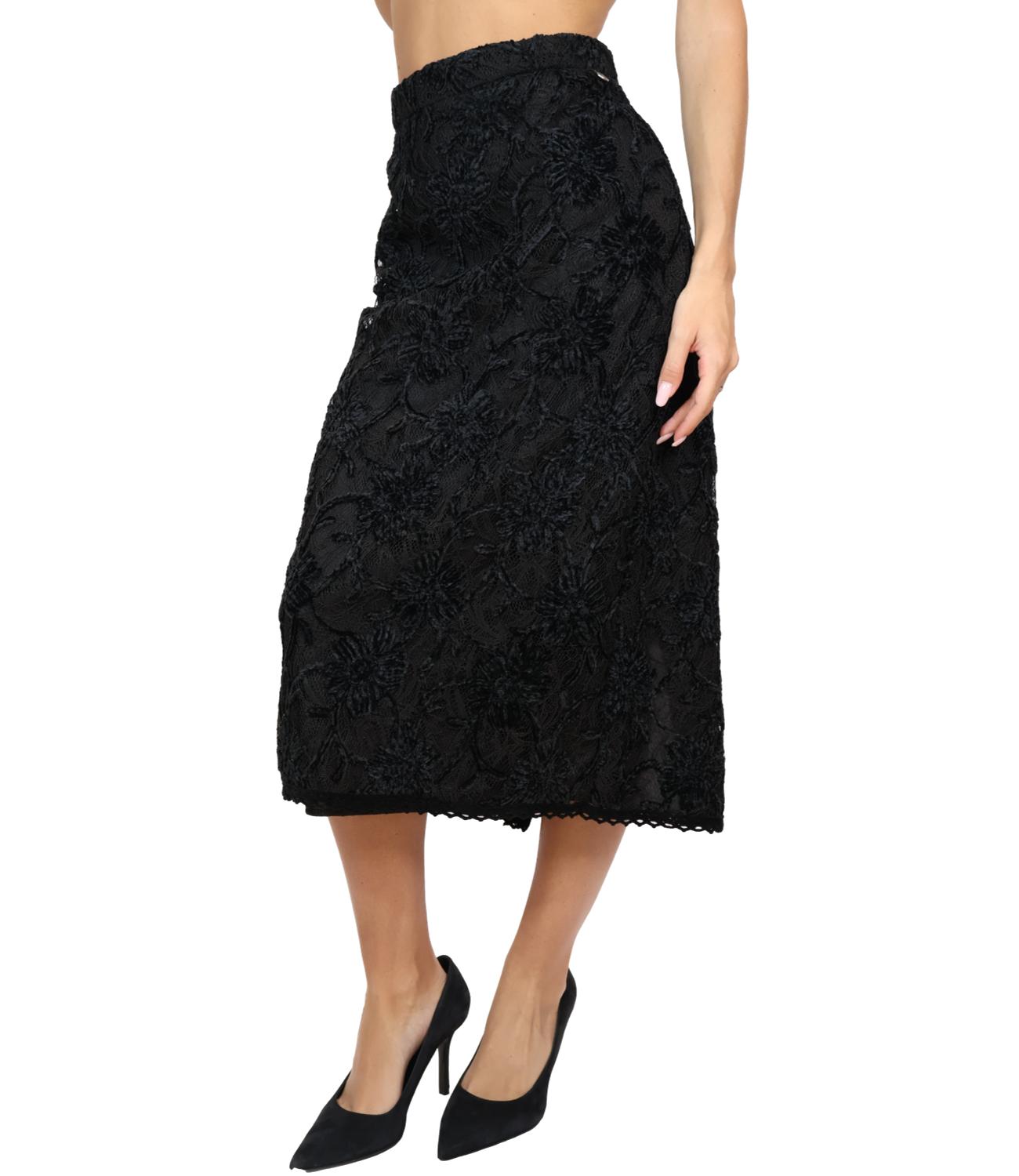 Eco Gonna Ricamo Nero Donna