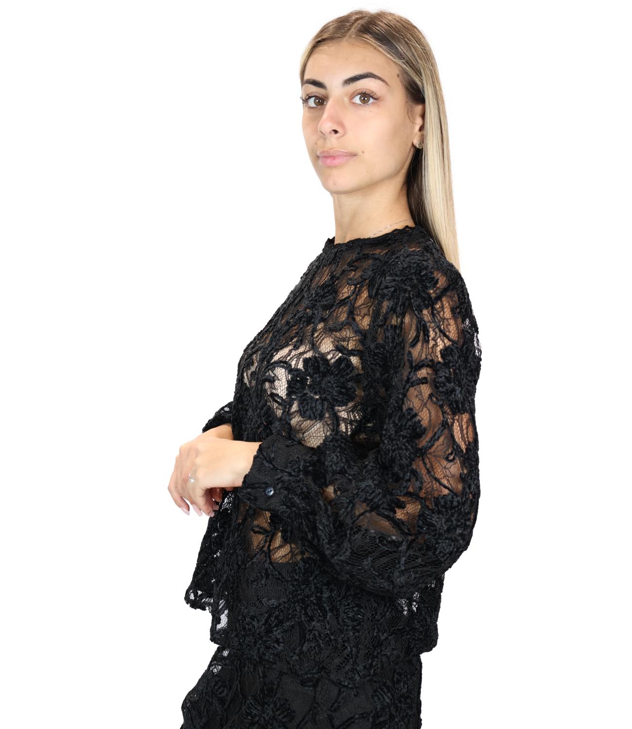 Eco Casacca Ricamo Nero Donna