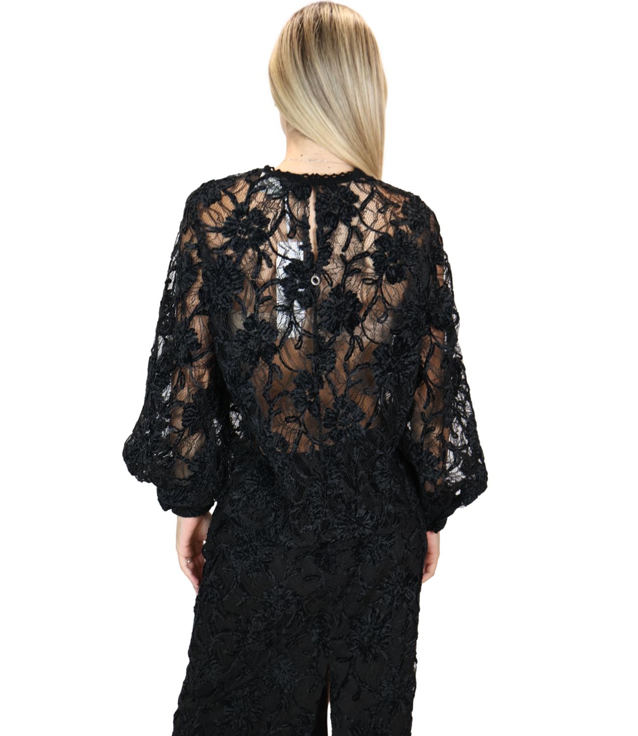Eco Casacca Ricamo Nero Donna