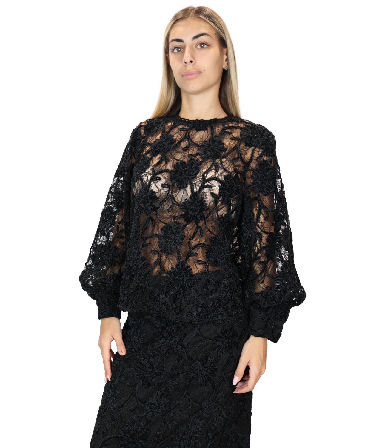 Eco Casacca Ricamo Nero Donna
