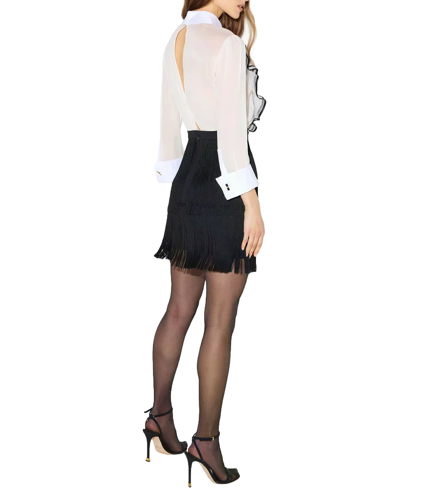 Elisabettaa Franchi Abito bianco avorio nero