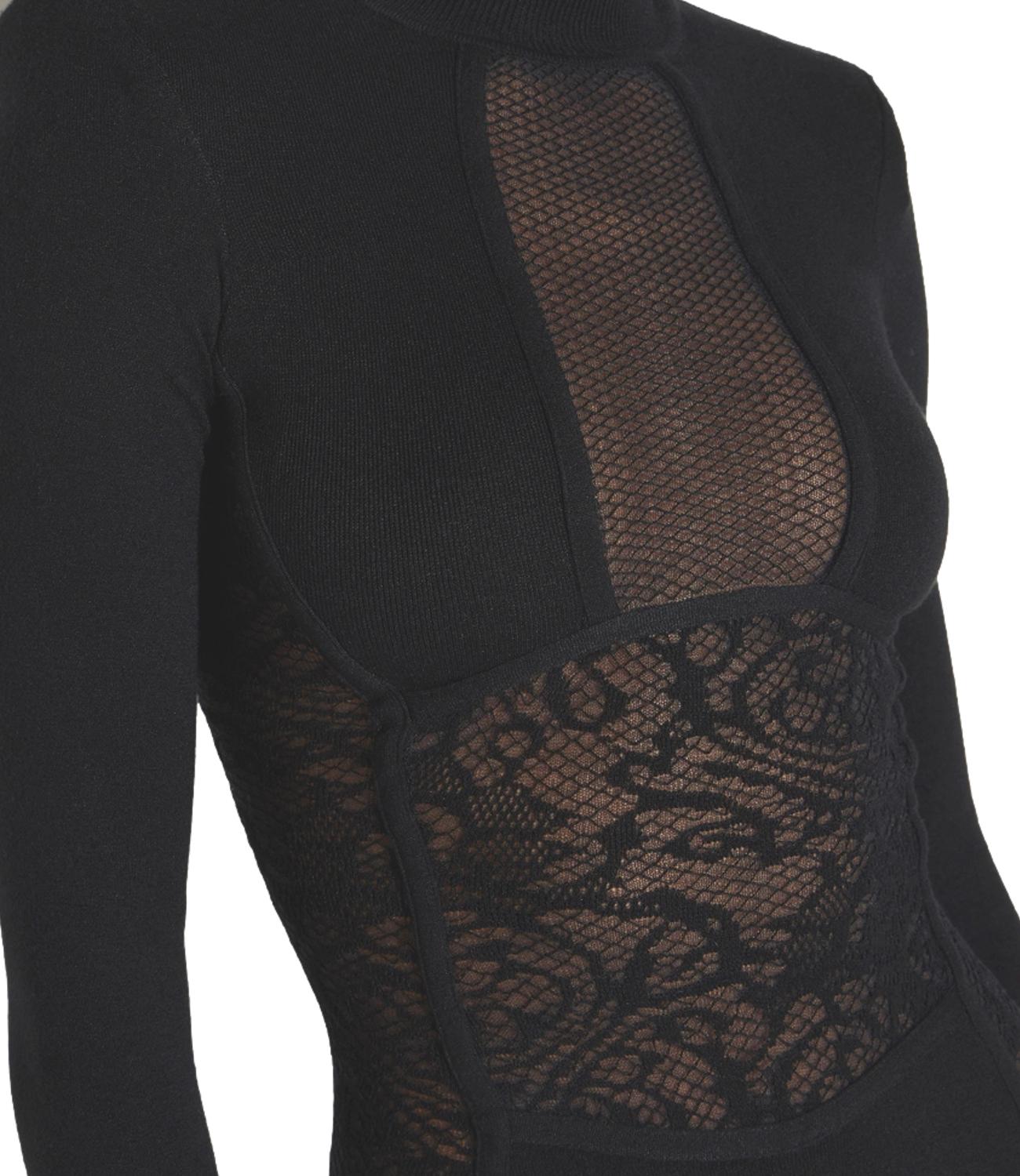 EF Abito in maglia e pizzo nero donna