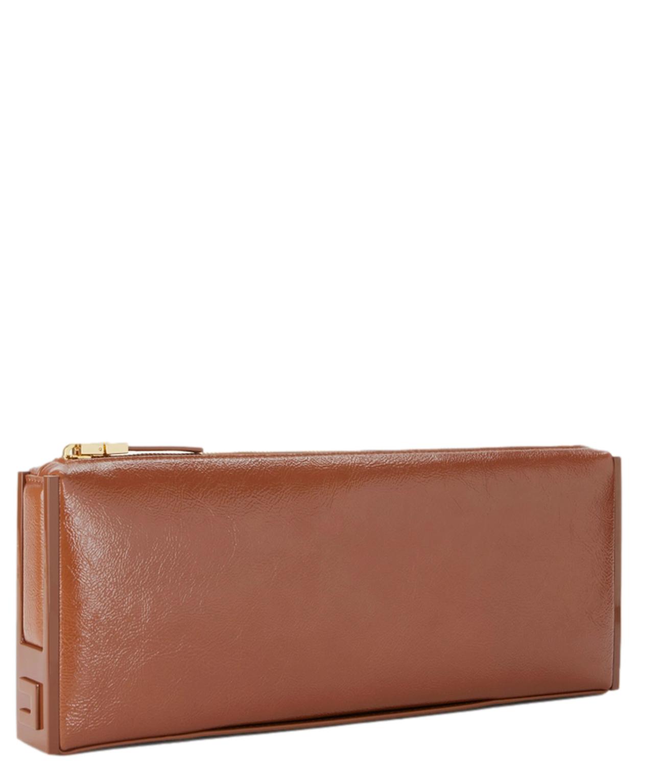 EF Borsa Clutch vernis marrone sigaro donna