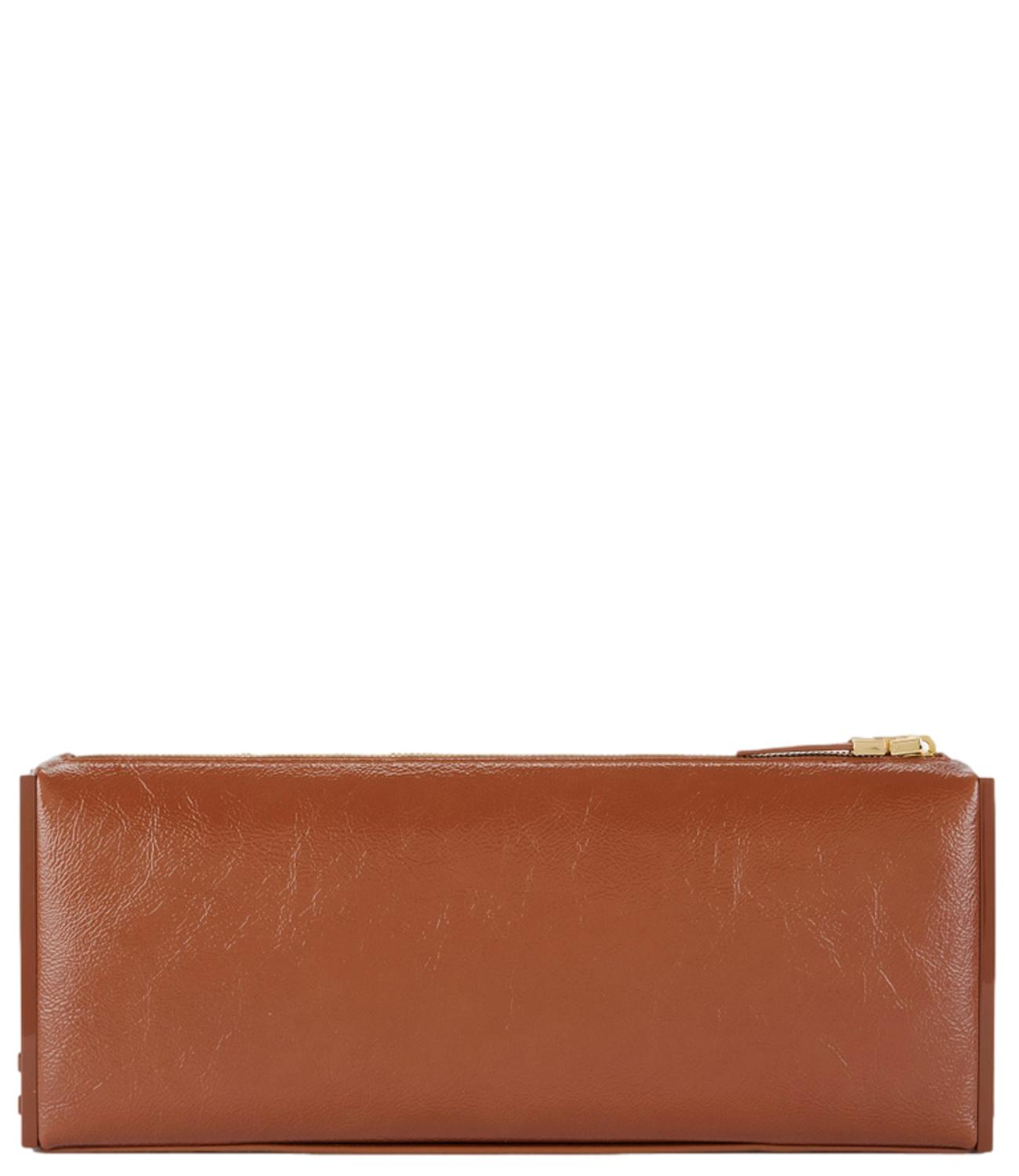 EF Borsa Clutch vernis marrone sigaro donna