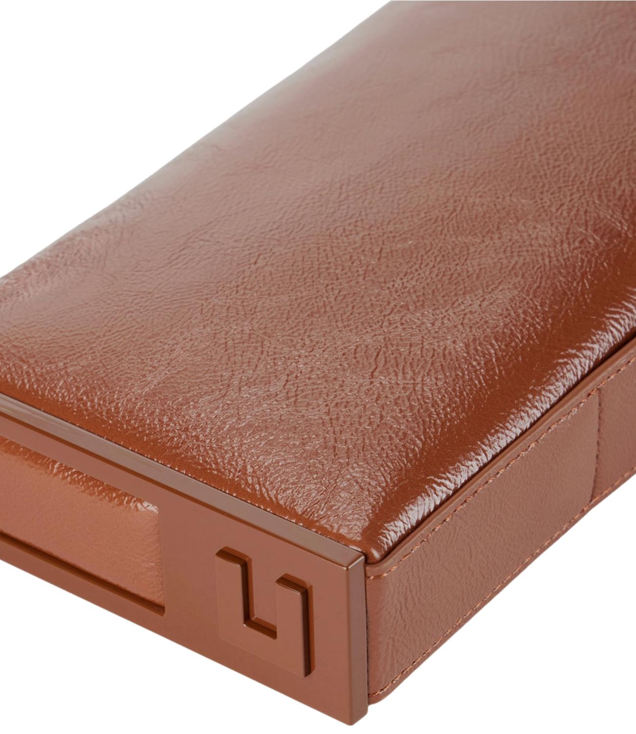 EF Borsa Clutch vernis marrone sigaro donna