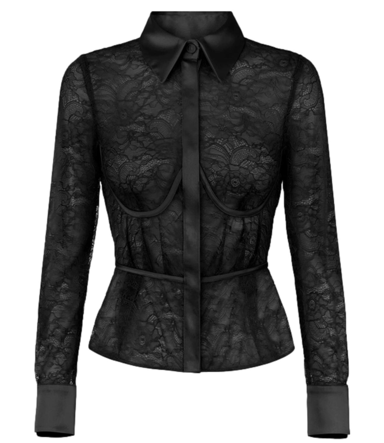 EF Camicia in pizzo nero donna