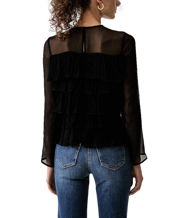 Camicia Elisabetta Franchi nera semi trasparente sul petto