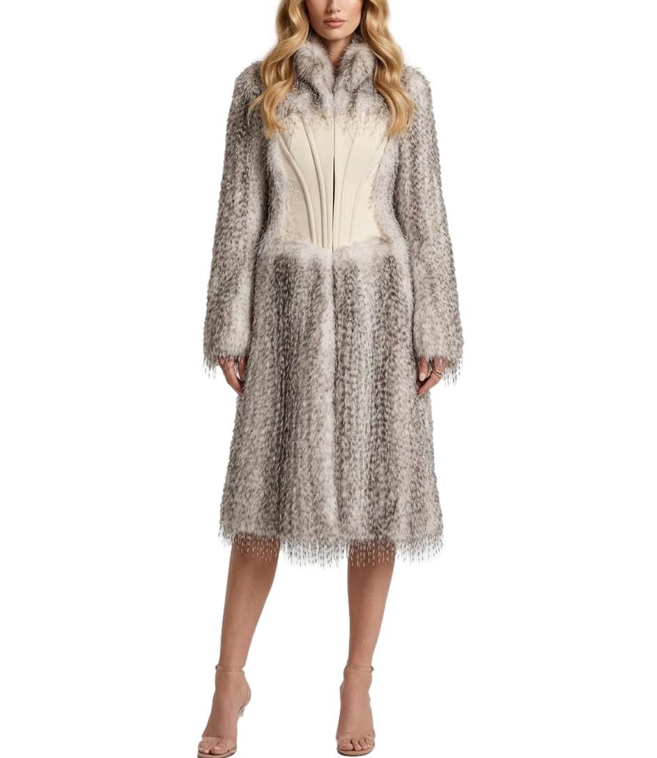 Elisabetta Franchi Cappotto effetto pelo con bustier