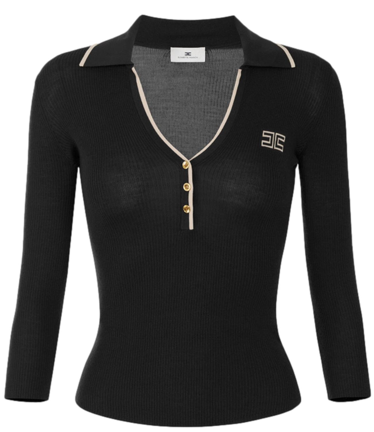 EF Maglia polo nero burro donna