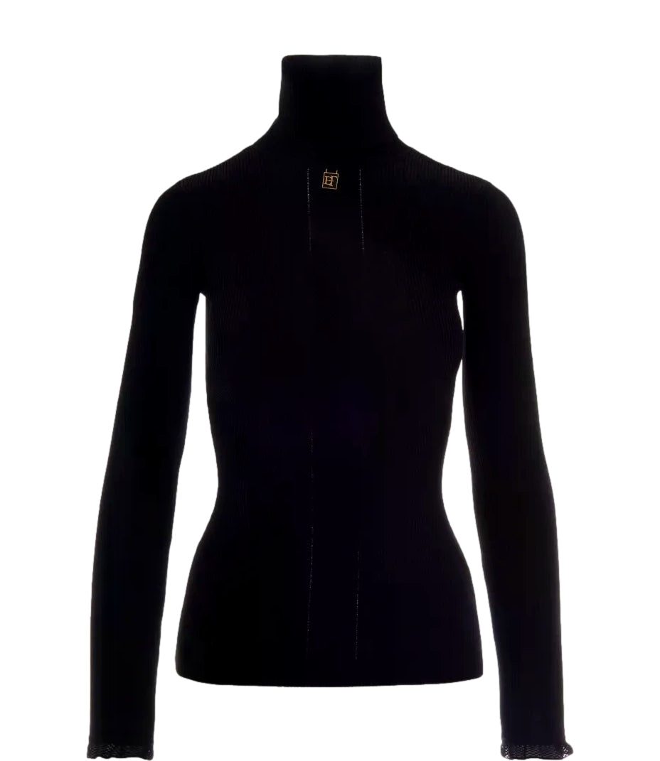Maglia Elisabetta Franchi Dolcevita a Costine Nero