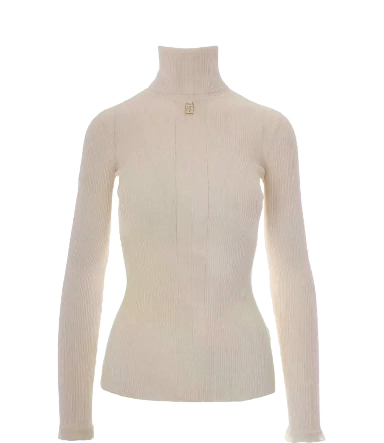 Maglia Elisabetta Franchi Dolcevita a Costine Burro