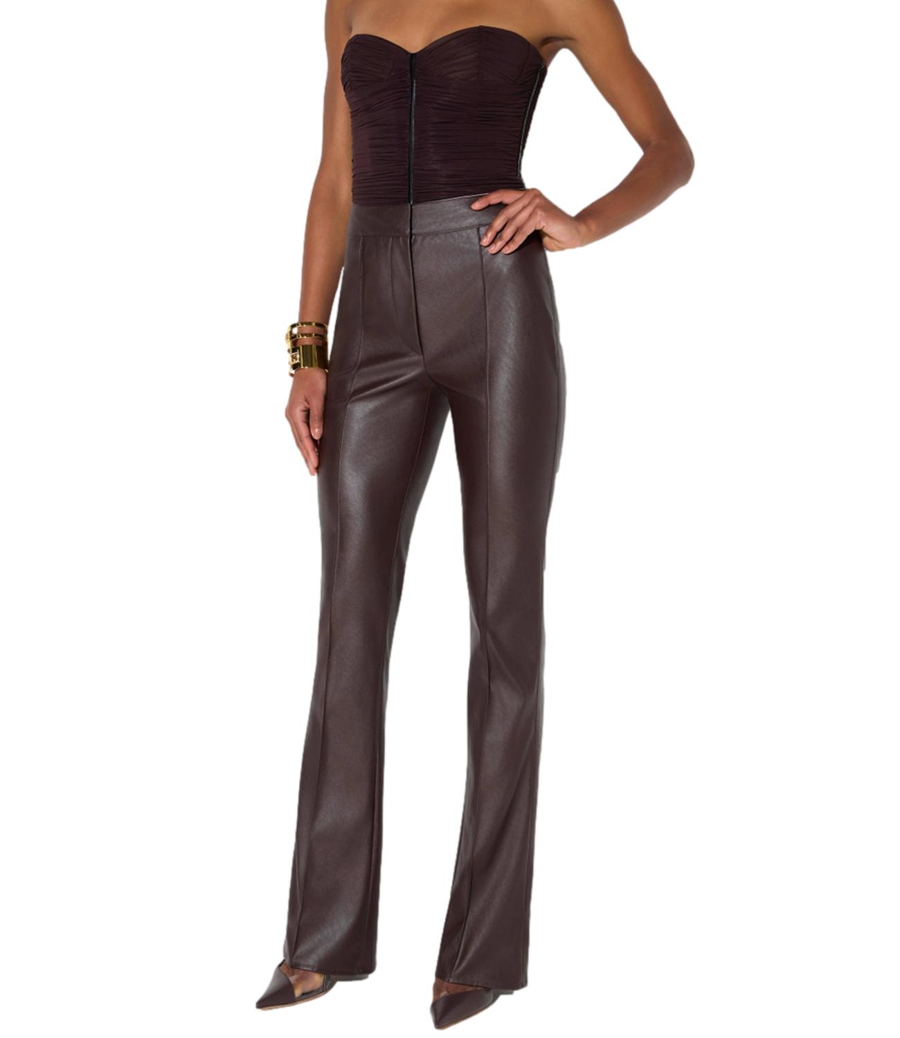 EF Pantalone ecopelle dark chocolate donna