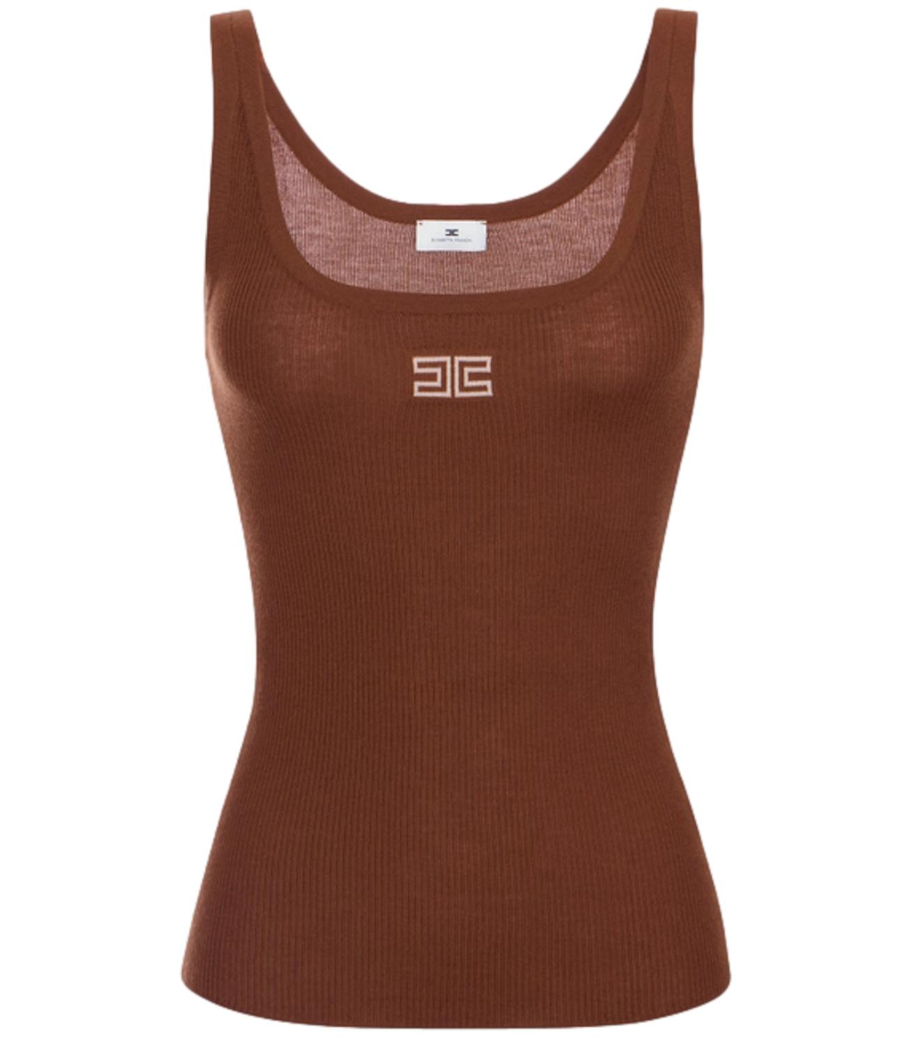 Top a costine sigaro nude donna