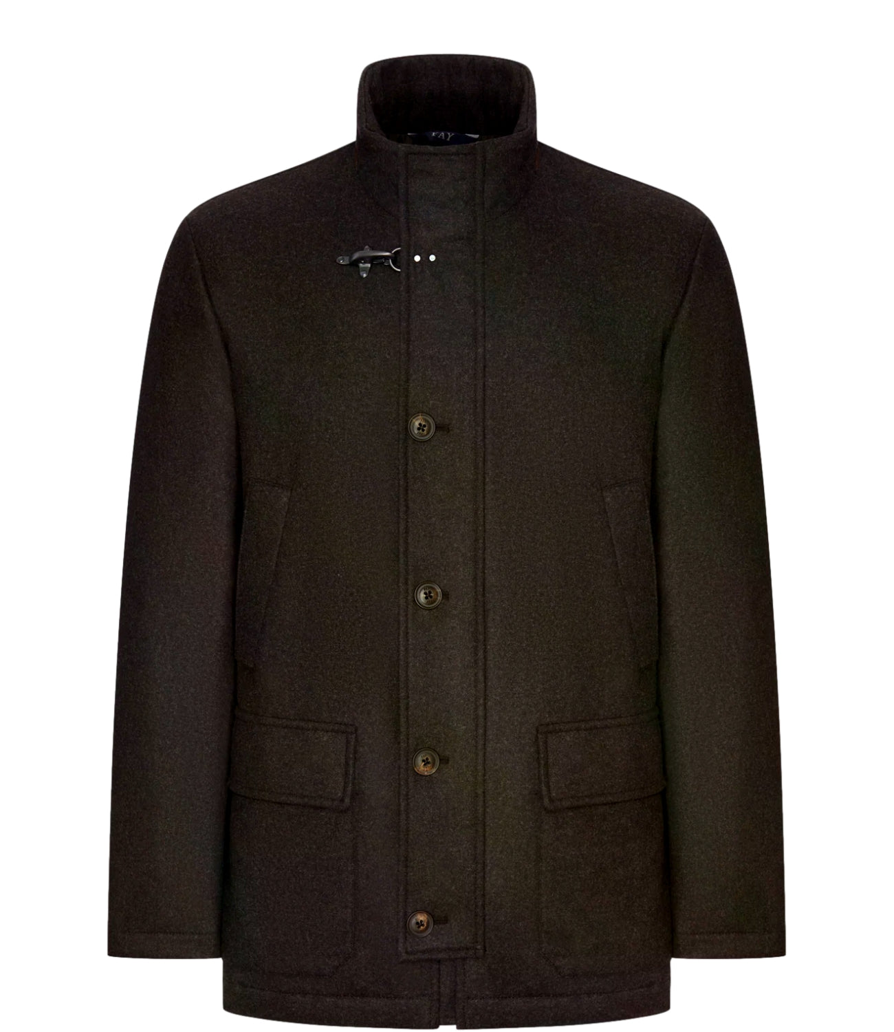 Caban Fay In Flanella Cardata Di Lana Marrone