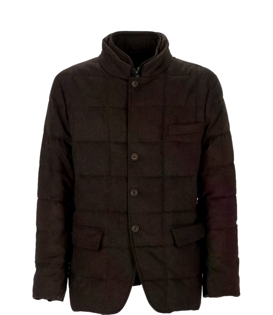 Piumino Fay corto double front in flanella cardata marrone