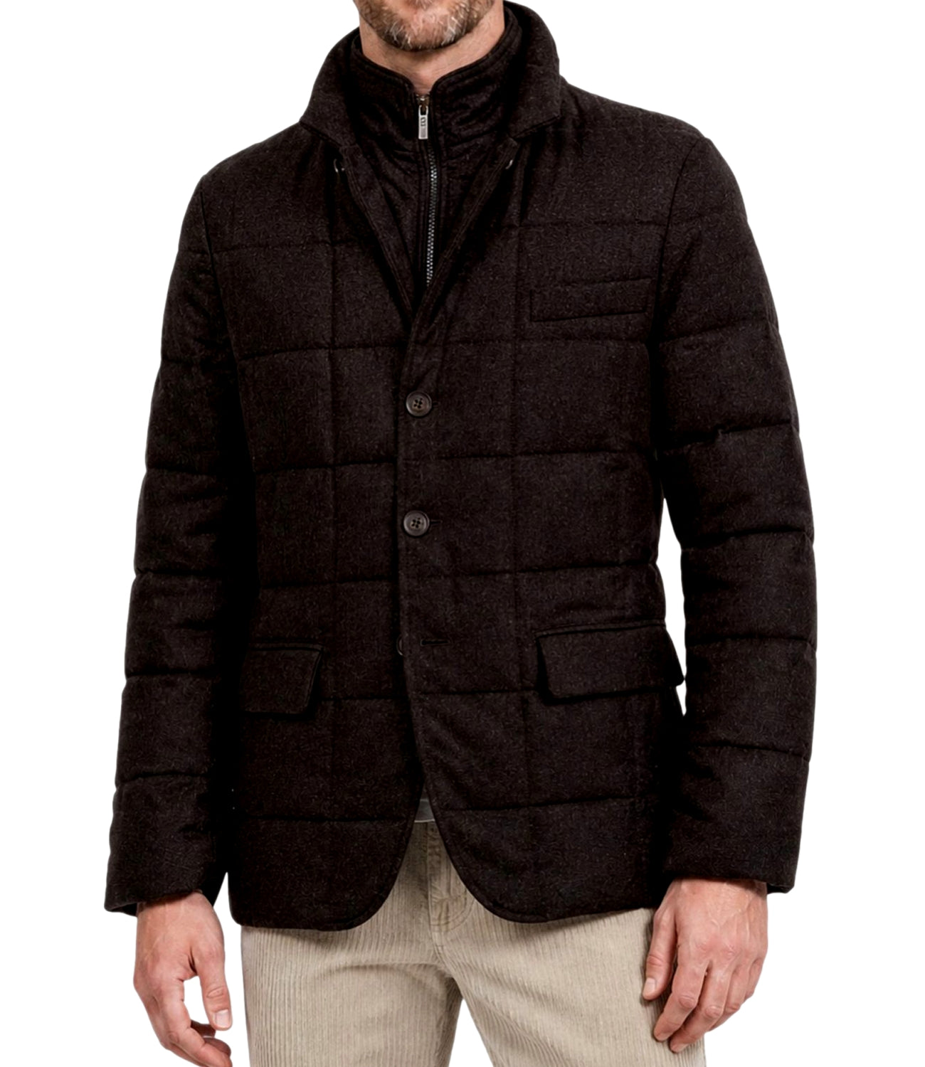Piumino Fay corto double front in flanella cardata marrone