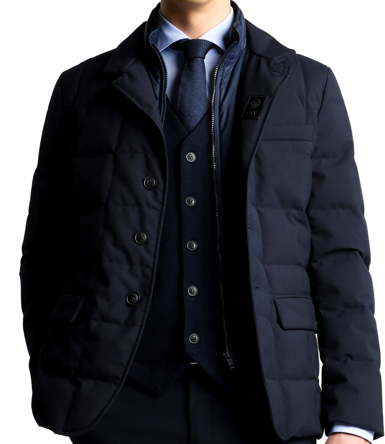 Piumino Fay Corto Down Jacket Double Front Blu