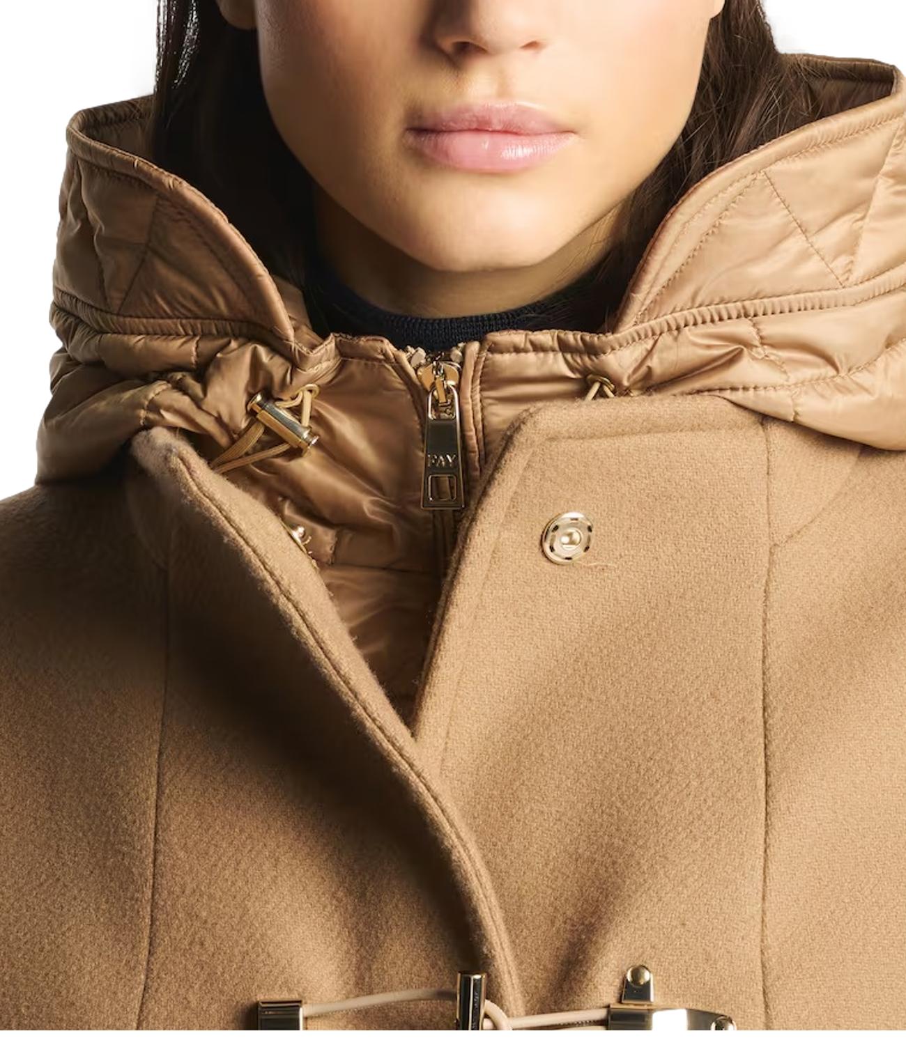 Fay cappotto in panno e cashmere cammello donna