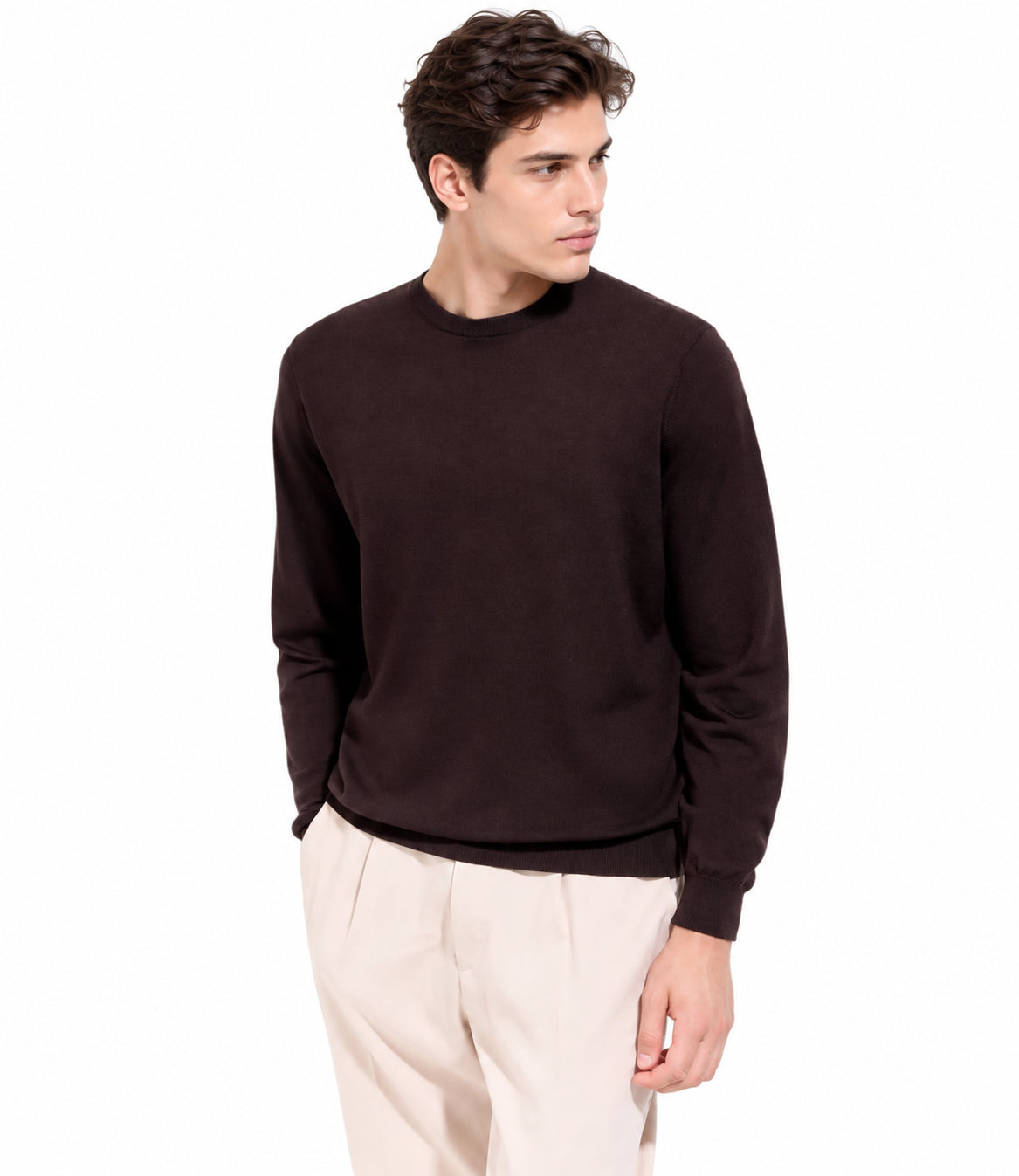 Filippo De Laurentiis Girocollo Lana Merino Extra Fine Marrone