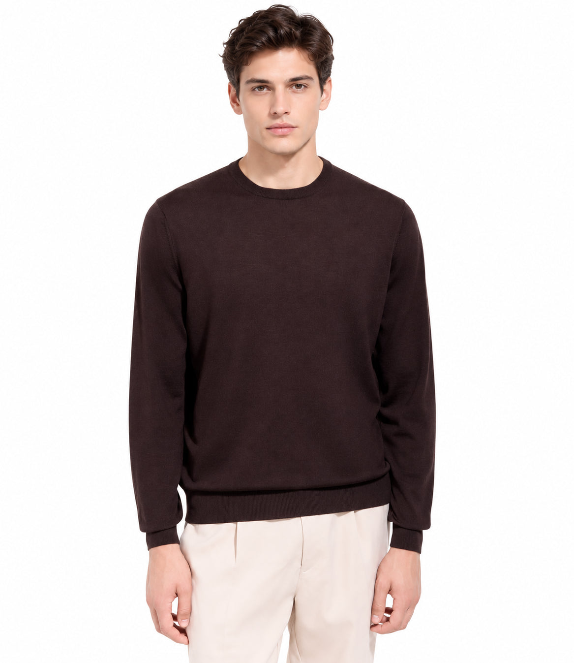 Filippo De Laurentiis Girocollo Lana Merino Extra Fine Marrone