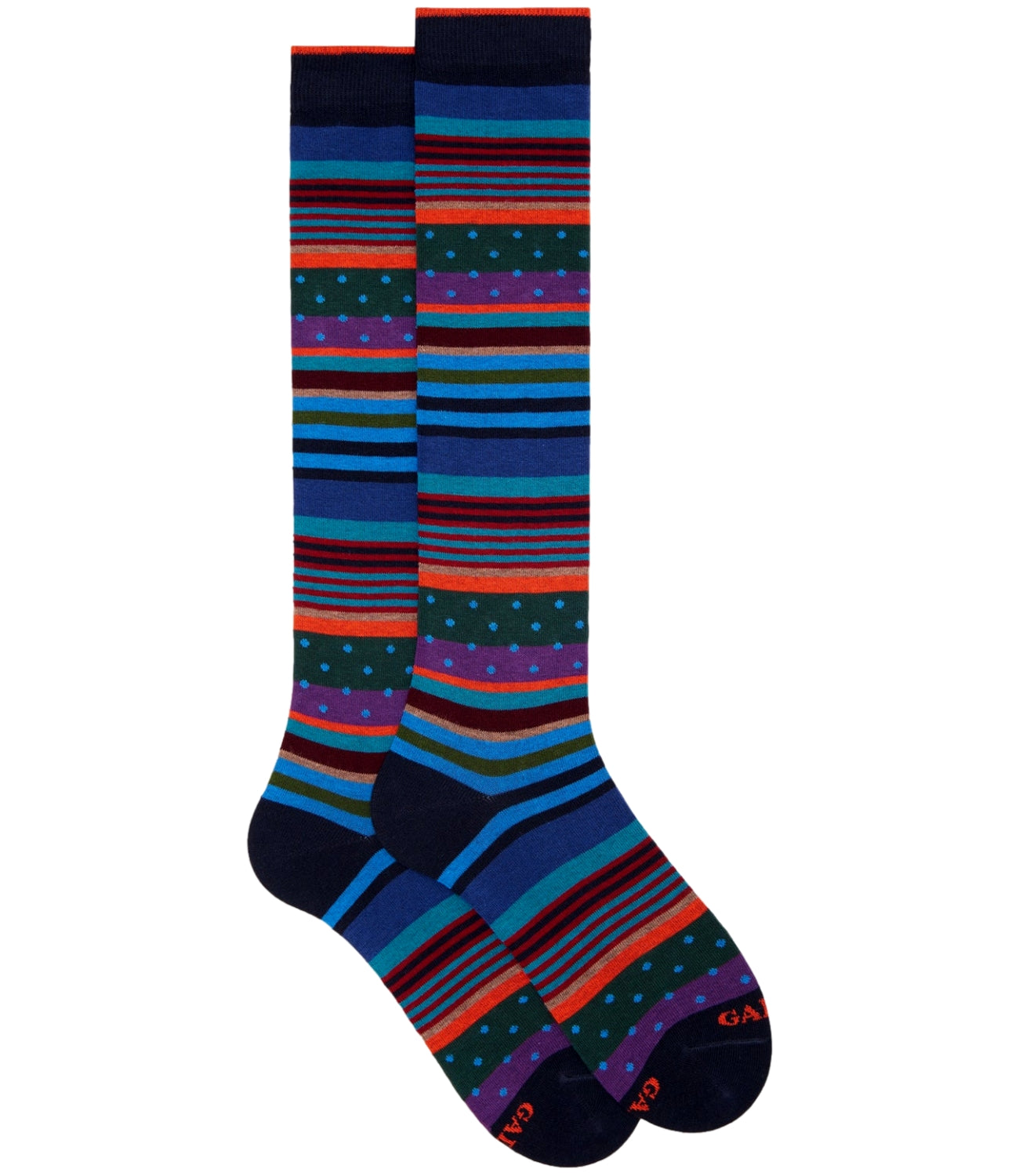 Gallo Calze uomo blu fantasia mix righe e pois