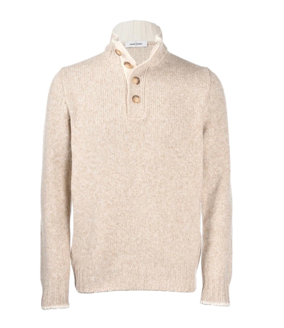 Gran Sasso pullover Tre bottoni melange beige