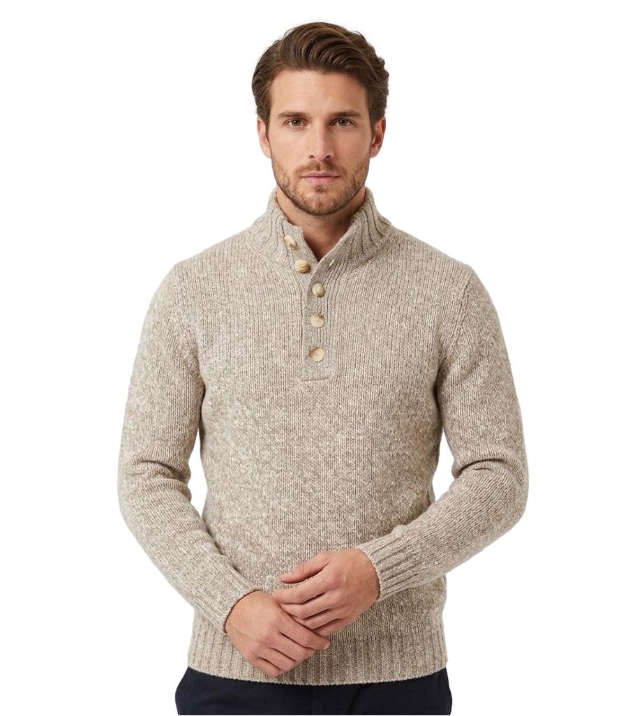 Gran Sasso pullover Tre bottoni melange beige