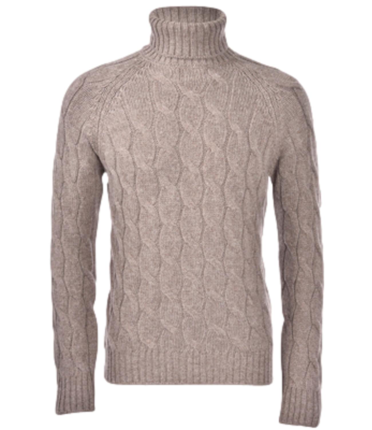 Dolcevita modello ciclista a treccia da uomo beige