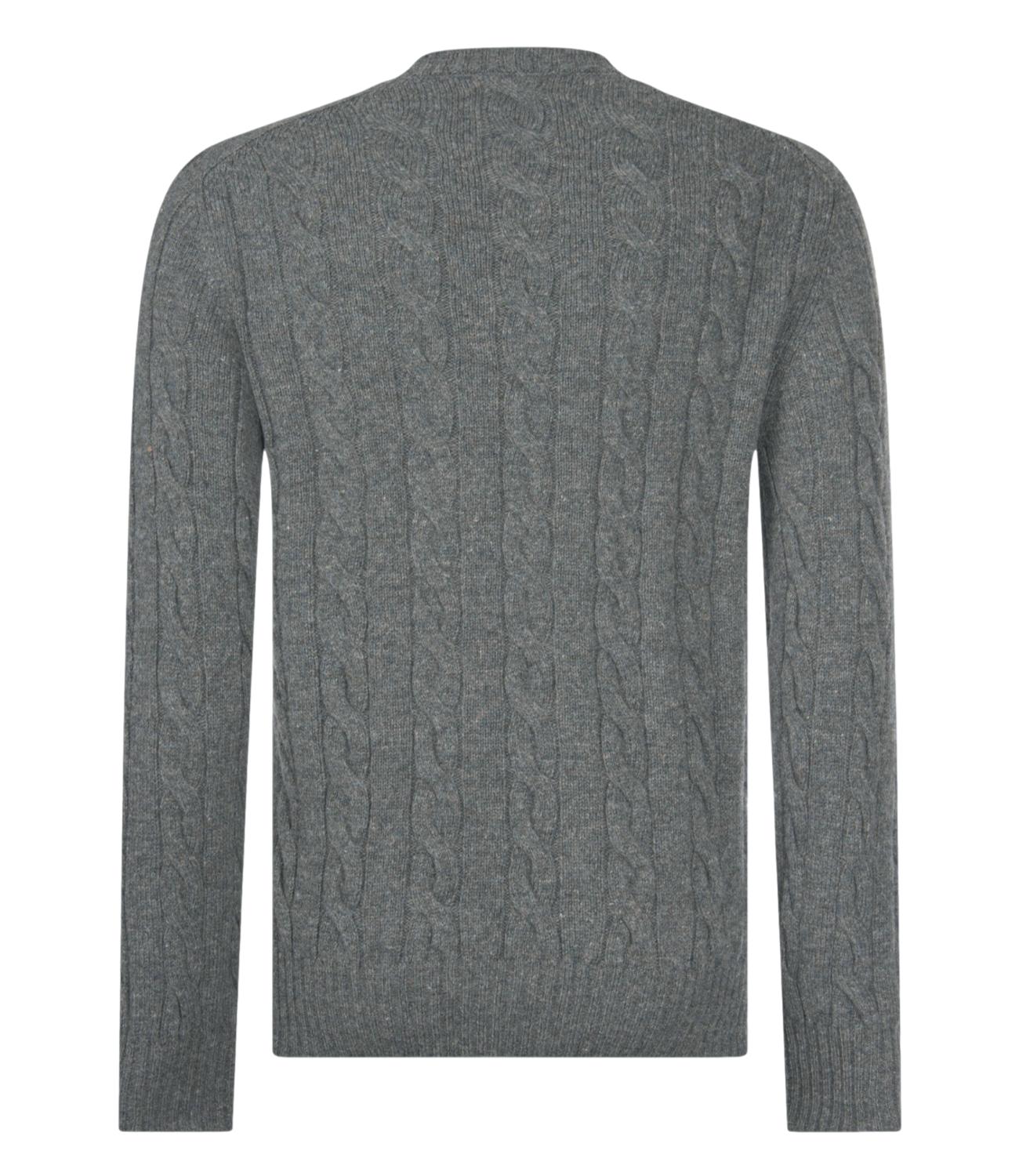 Maglione a treccia Gran Sasso uomo in lana shetland verde