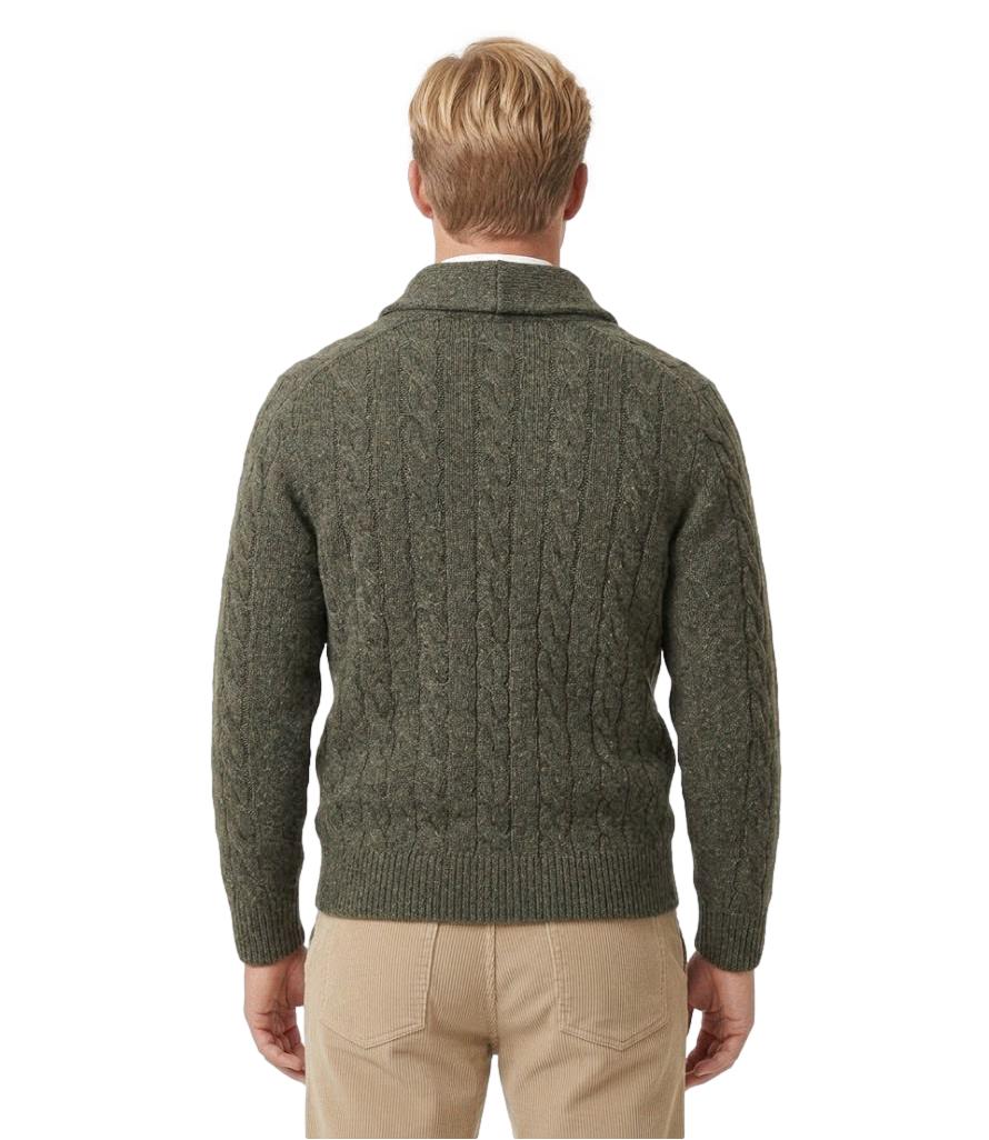 Cardigan Gran Sasso verde uomo con bottoni e collo scialle