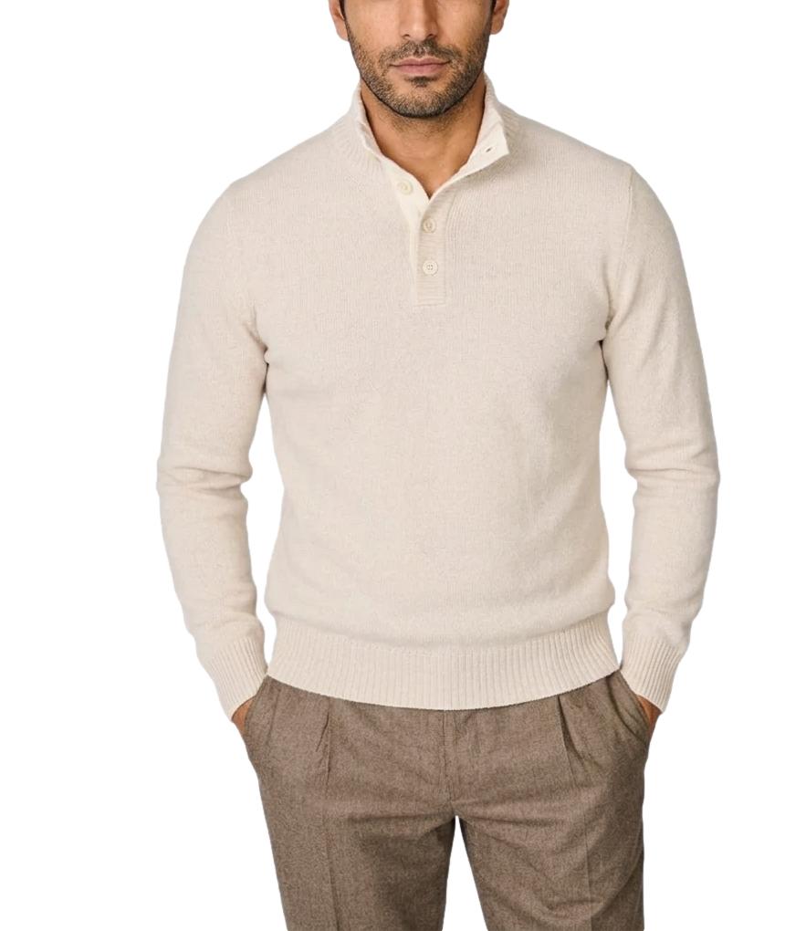 Gran Sasso Lupo collo alto con bottoni beige uomo
