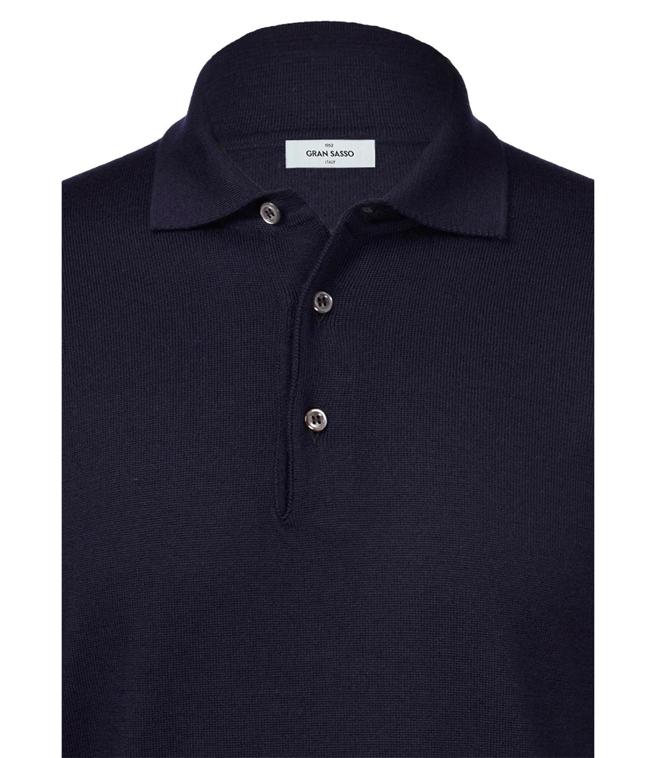 Polo Gran Sasso blu maniche lunghe uomo