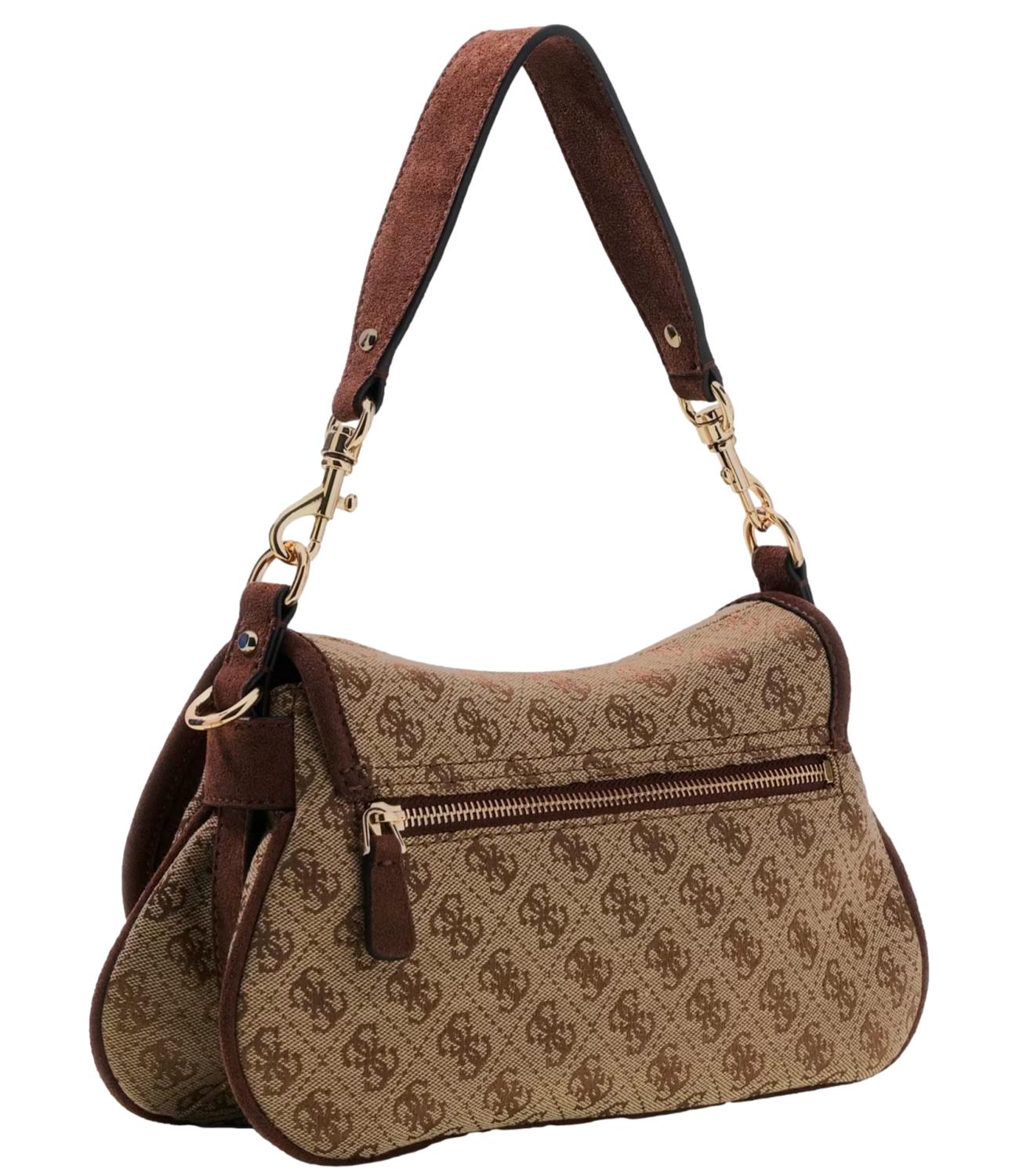 Guess Borsa Samantha Flap Latte Logo/Brown Donna