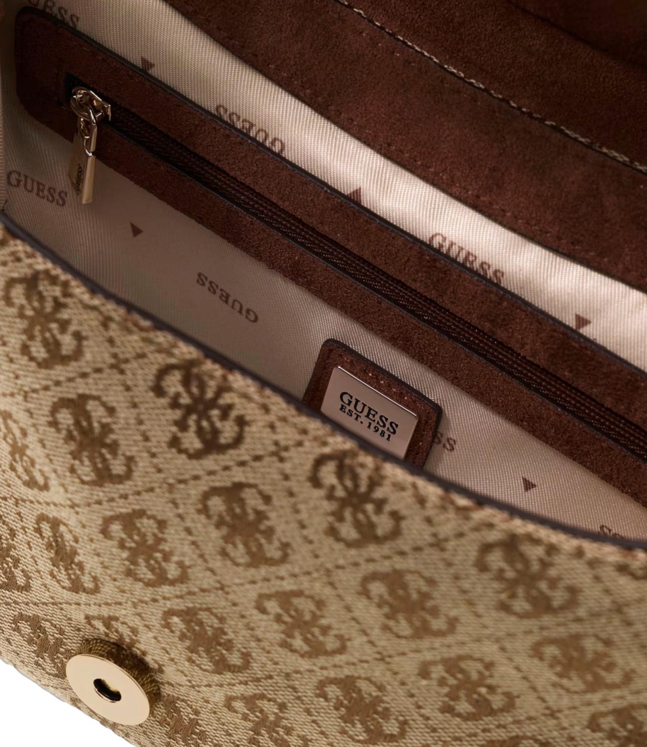 Guess Borsa Samantha Flap Latte Logo/Brown Donna