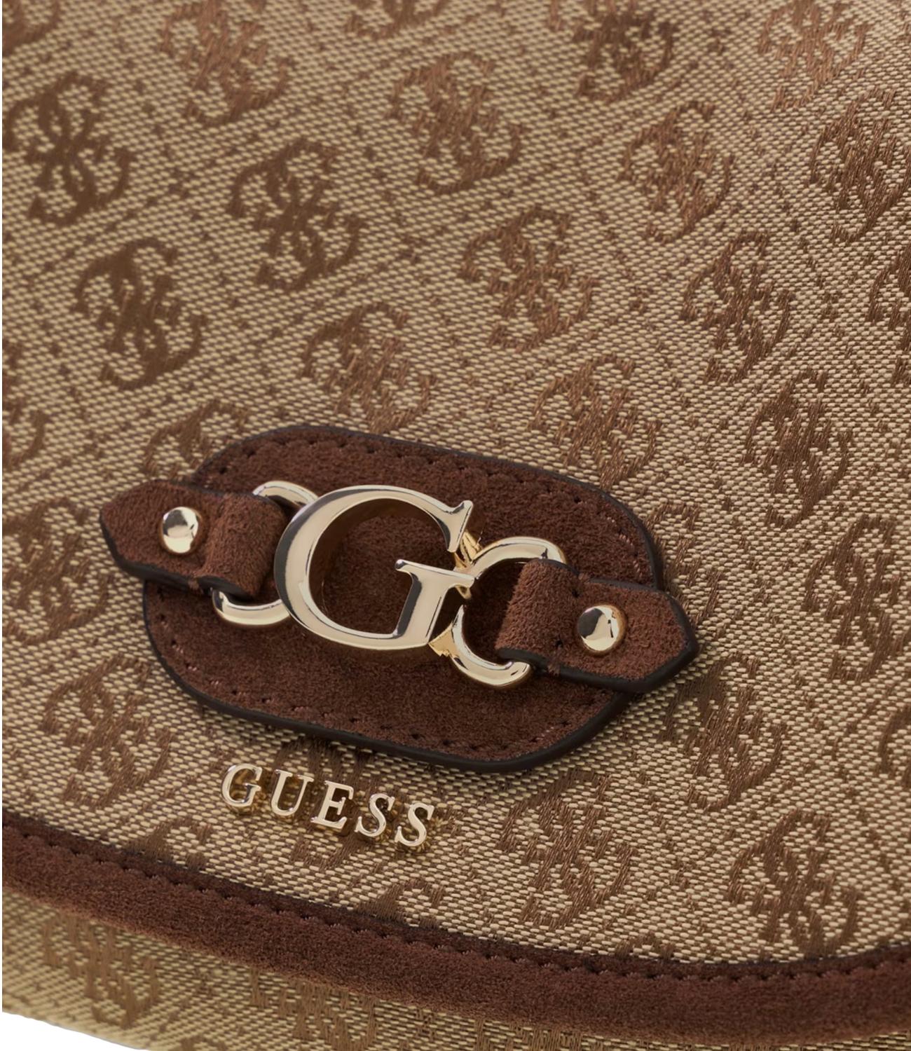 Guess Borsa Samantha Flap Latte Logo/Brown Donna