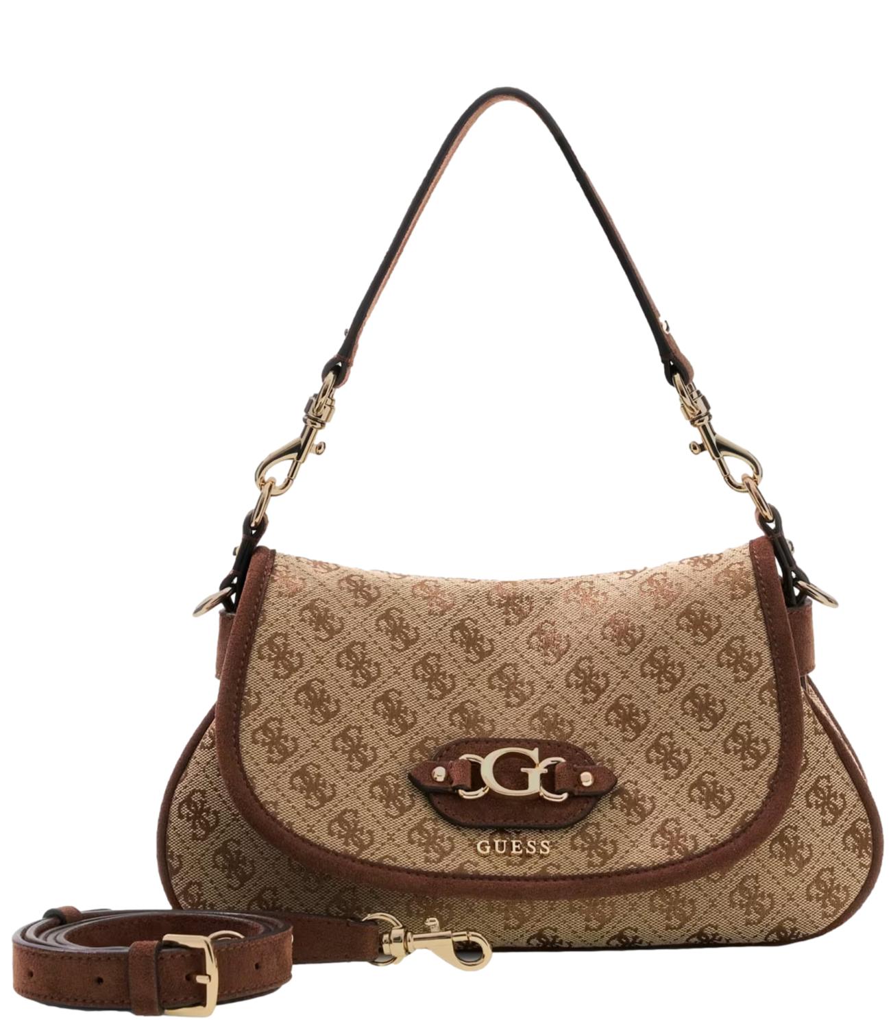 Guess Borsa Samantha Flap Latte Logo/Brown Donna