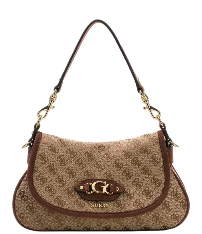 Guess Borsa Samantha Flap Latte Logo/Brown Donna