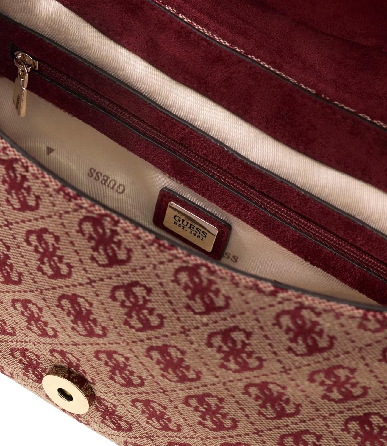 Guess Borsa Samantha Flap Merlot Logo Donna