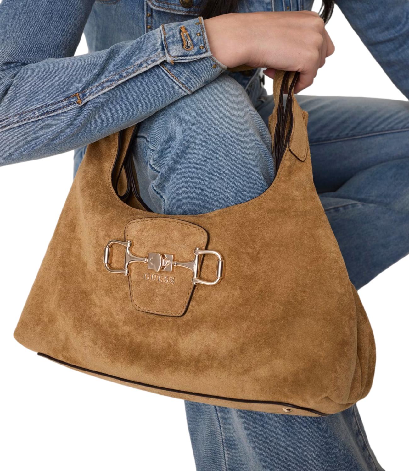 Guess Borsa Sunset Small Hobo Beige Donna