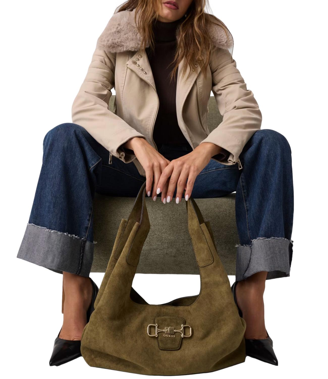 Guess Borsa Hobo Maxi Sunset Olive Donna