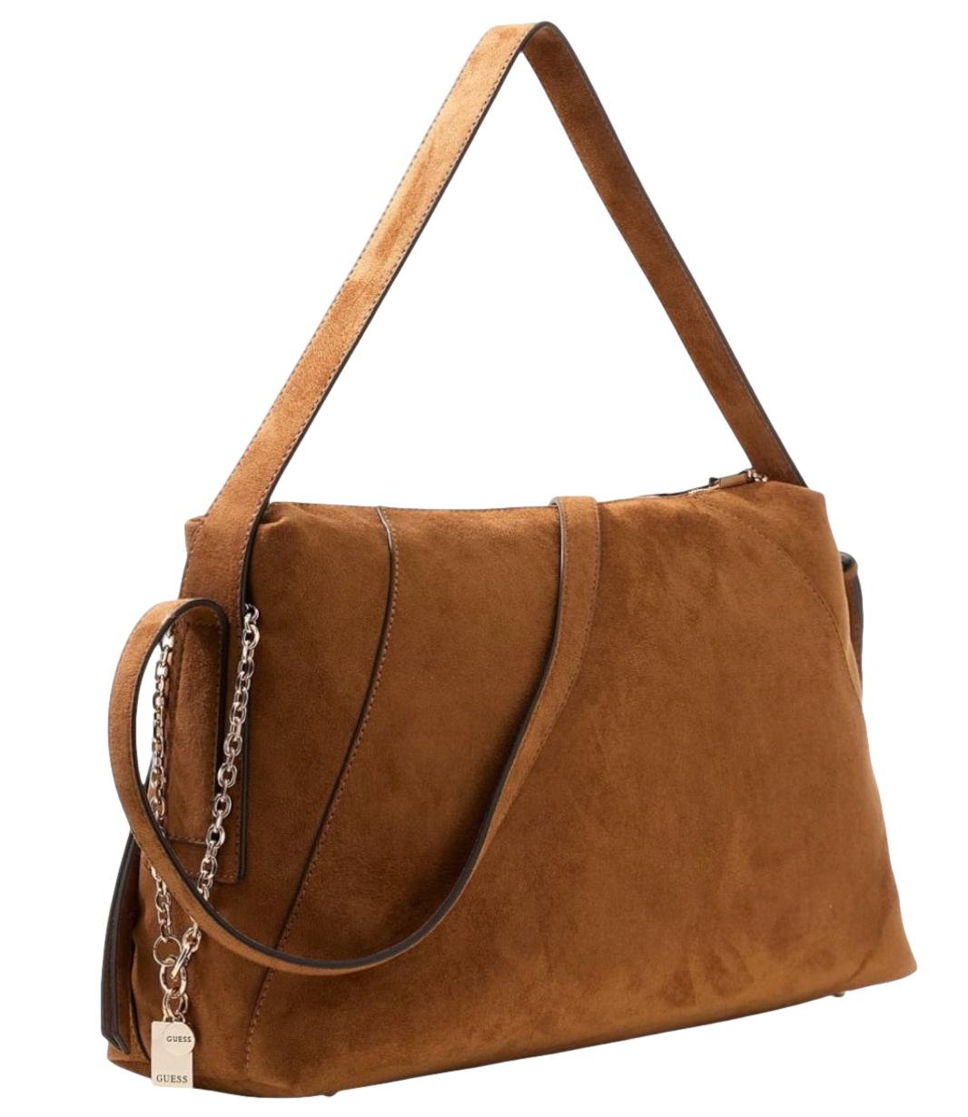 Guess Borsa Devon Large Shoulder Cognac Donna